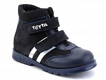 121-2,12,9 Тотто (Totto), ботинки детские утепленные ортопедические профилактические, кожа, нубук, синий, белый. в Томске
