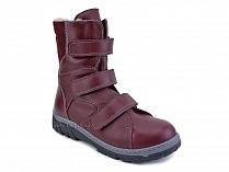 285б (22-31) Аквелла (Akwella), ботинки  детские ортопедические с высоким берцем, демисезонные, ворсин, кожа, бордовый в Томске