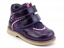 319-3 (21-25) Твики (Twiki) ботинки демисезонные детские ортопедические профилактические утеплённые, кожа, нубук, байка, фиолетовый 