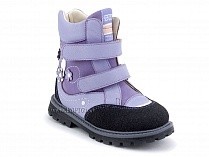 504 (26-30) Твики (Twiki) ботинки детские зимние ортопедические профилактические, кожа, нубук, натуральная шерсть, сиреневый в Томске