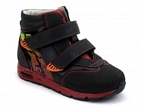 092-11 Бос (Bos), ботинки детские ортопедические профилактические, не утепленные, кожа, нубук, черный, красный в Томске