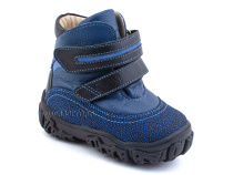 521-12 (21-26) Твики (Twiki) ботинки детские зимние ортопедические профилактические, кожа, натуральная шерсть, джинсово-черный 