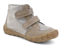 201-191,138 Тотто (Totto), ботинки демисезонние детские профилактические на байке, кожа, серо-бежевый в Томске