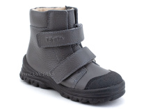3381-721 Тотто (Totto), ботинки детские утепленные ортопедические профилактические, байка, кожа, серый в Томске