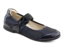 0015-500-0076 (37-40) Джойшуз (Djoyshoes), туфли Подростковые ортопедические профилактические, кожа перфорированная, темно-синий  в Томске