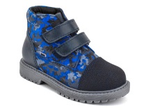 201-721 (26-30) Бос (Bos), ботинки детские утепленные профилактические, байка,  кожа,  синий, милитари в Томске