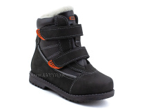 151-13   Бос(Bos), ботинки детские зимние профилактические, натуральная шерсть, кожа, нубук, черный, оранжевый в Томске
