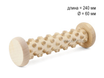 МА5104 Массажер деревянный для ступней "Валик-ёжик" с шипами D60 х 240мм 