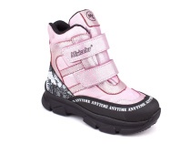 2633-06МК (31-36) Миниколор (Minicolor), ботинки зимние детские ортопедические профилактические, мембрана, кожа, натуральный мех, розовый, черный в Томске